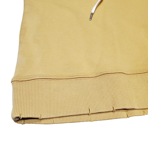 Aerie Lace-Up Oversized Crew Sweatshirt Mustard Yellow XS Distressed Hem - Picture 4 of 10